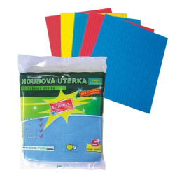 Utěrka houbová CLANAX 18x16 cm, 5 ks - cena za  5 ks - AKCE!