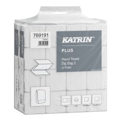 Papírové Z-Z ručníky KATRIN Plus 769191, skládané, 2-vrstvé, bílé, Handy Pack, 3040 ks