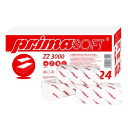 Papírové Z-Z  ručníky skládané PrimaSoft Z-Z, 2-vrstvé, bílé celulóza, 24x21cm, 3000 ks
