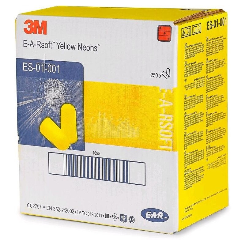 Zátkové chrániče sluchu 3M E-A-R SOFT NEON, balení 250 párů - cena za celé balení