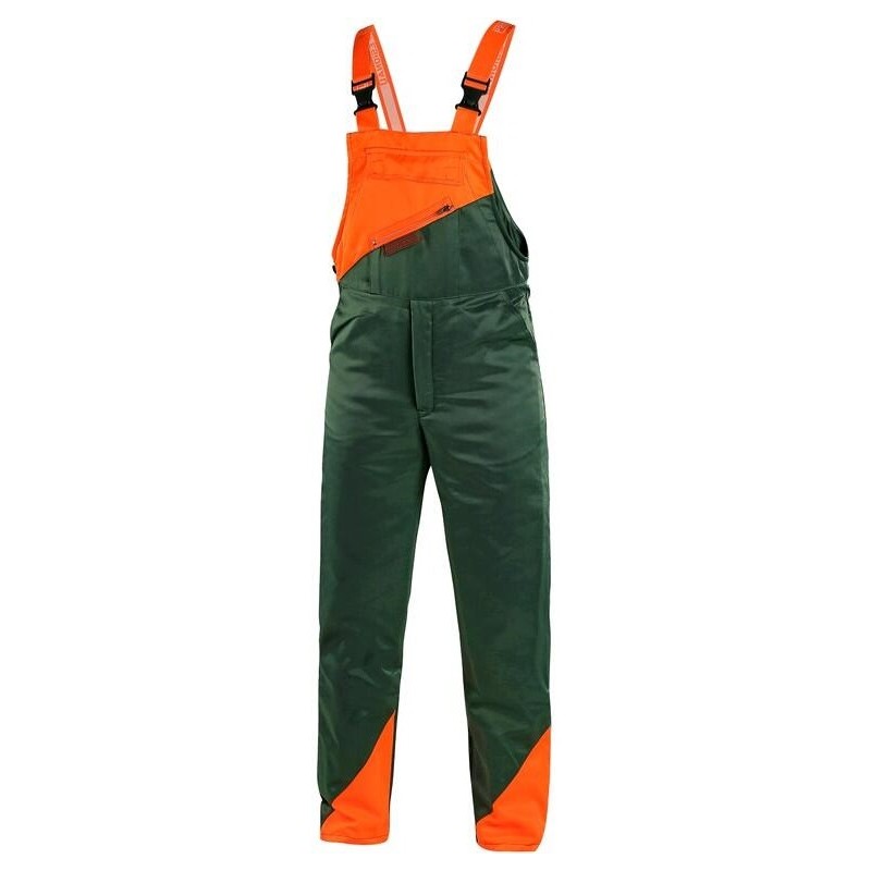 Kalhoty LESNÍK s laclem proti pořezu, pánské, zeleno-oranžové